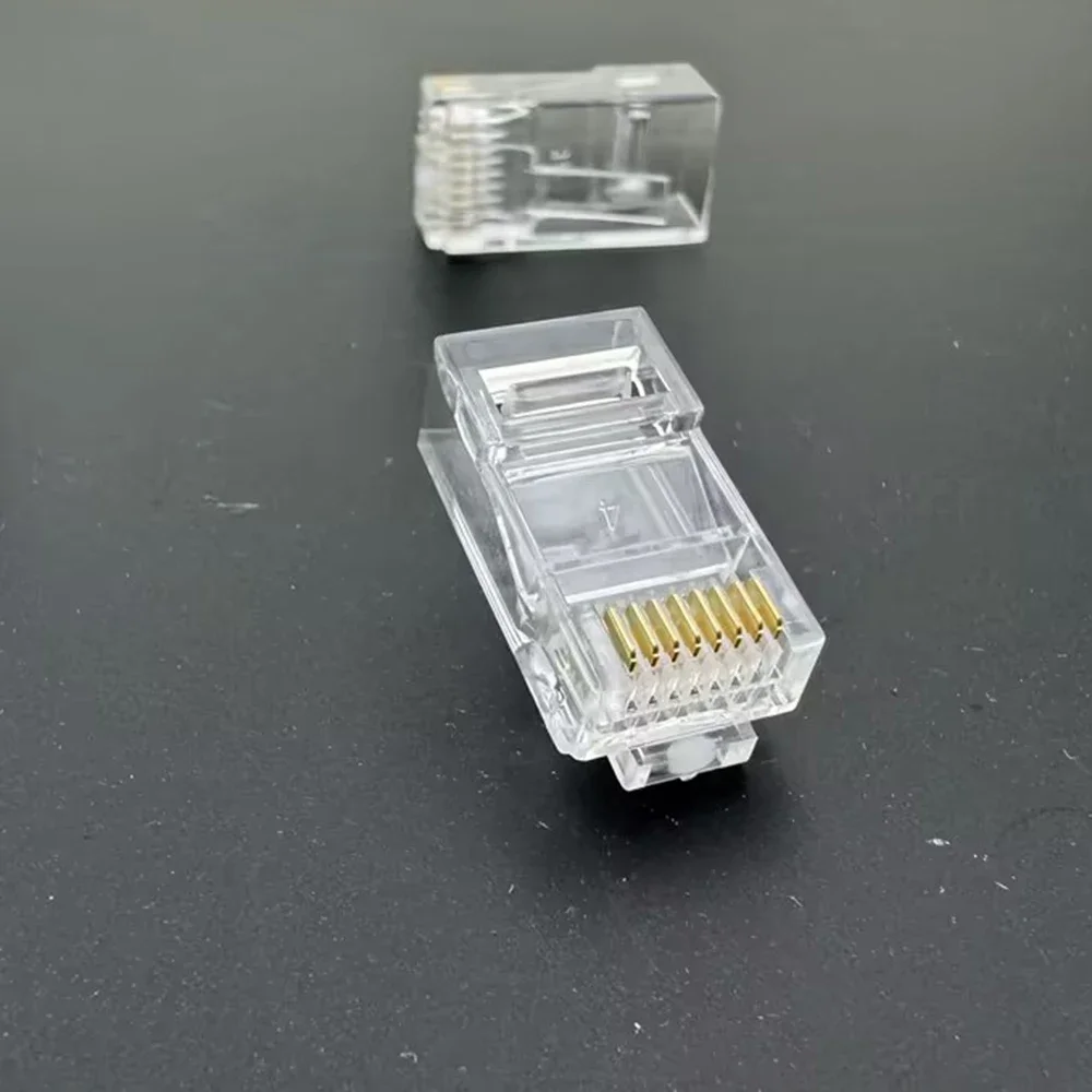 100 قطعة RJ45 Cat6/Cat5e موصلات كريستال نهاية 8P8C تجعيد UTP القياسية إيثرنت شبكة وحدات التوصيل لا تمرير من خلال