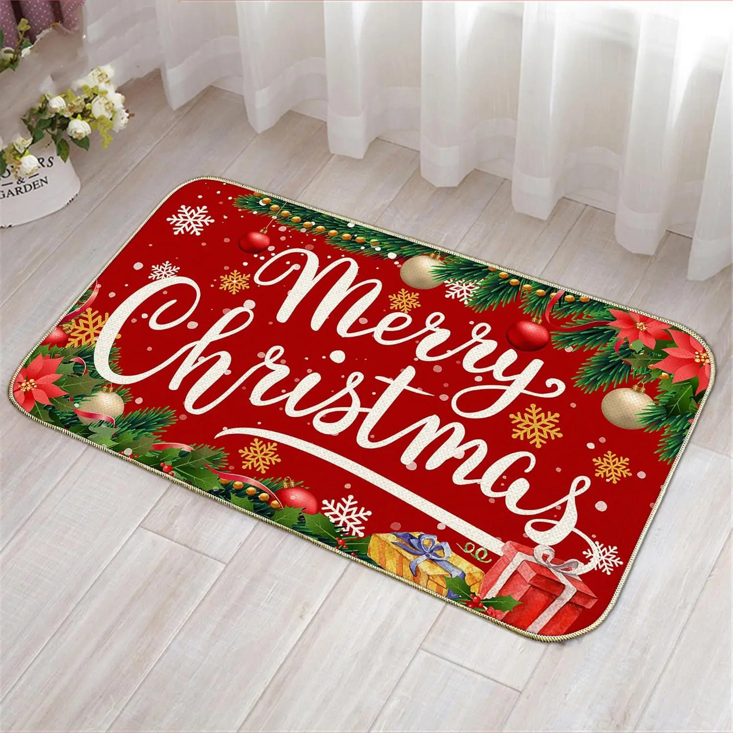 

VIKAMA Christmas Door Mat for Home Entrance, Durable and Easy to Clean, Entryway Doormat, Home Kitchen Rug, Home Decor