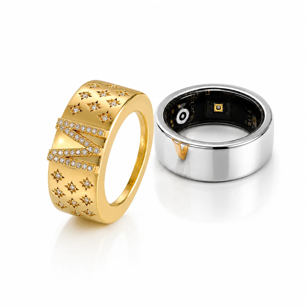 A-Z Customized Jewelry Zircon Letter Ring Pave Smart Ring Cover Compatible with Oura Ring Gen 5 or 4 Accessories Gift for Women