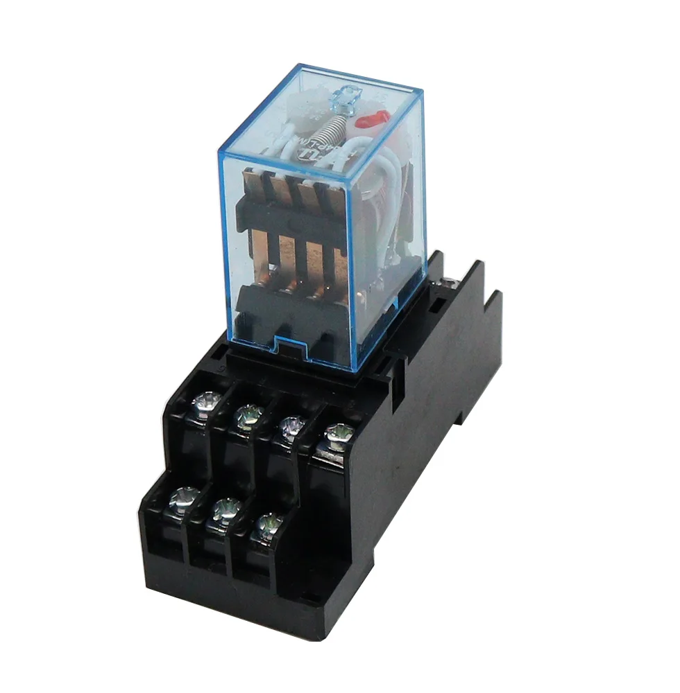 1 set MY4NJ small Electromagnetic Power Relay AC 12V 24V 36V 48V 110V 220V 380V Coil 4NO 4NC DIN Rail 14 pins + Base Mini relay
