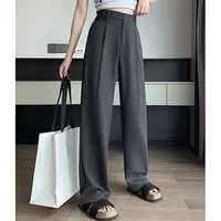 Seoulish Summer Women's Casual Pants Wide Leg Pants Elegant Office Lady 2024 New Solid Color High Waist Loose Trousers Female - Image 6