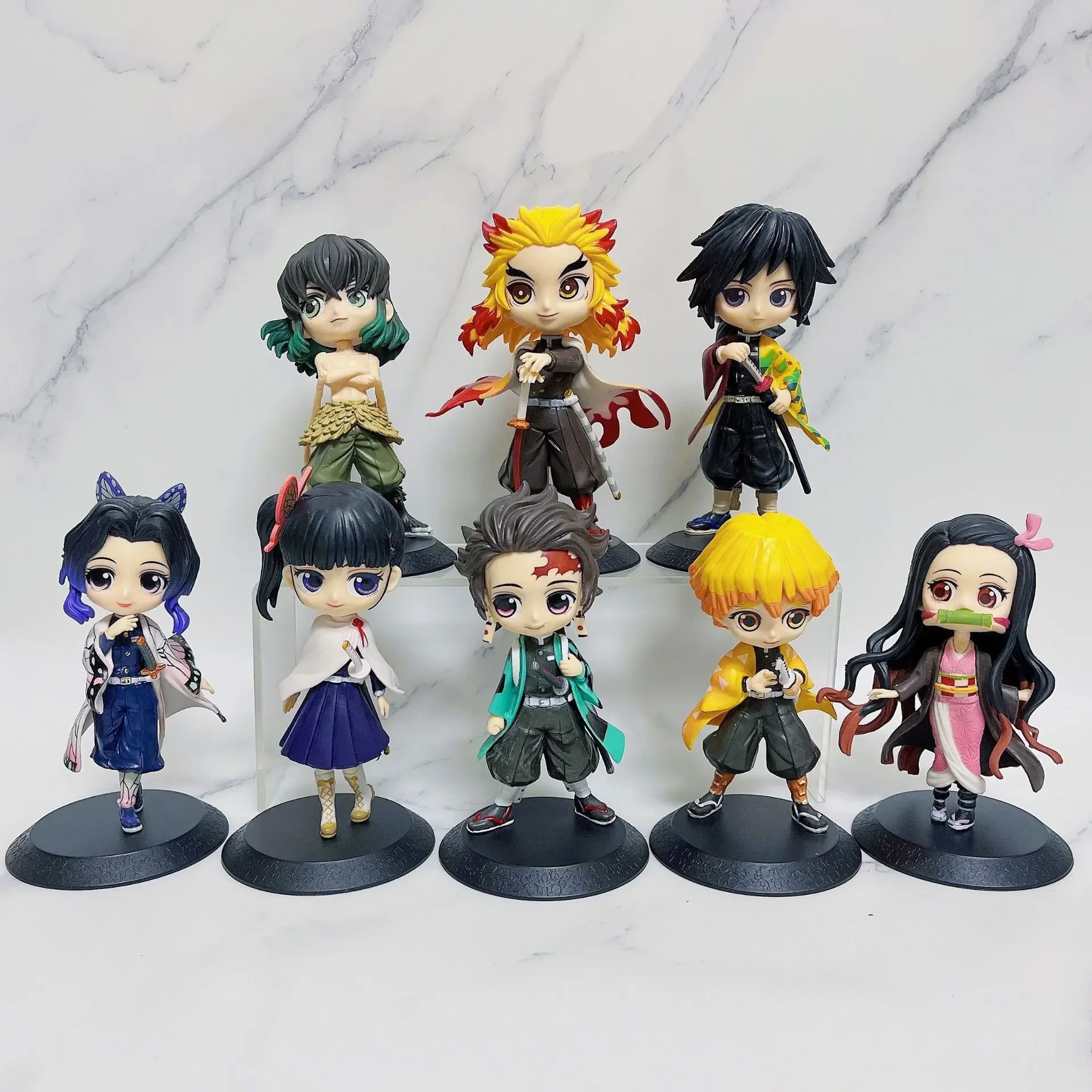 15cm Figurka Anime Demon Slayer Lalka Zabawka Nezuko Tanjirou Zenitsu Inosuke Kyoujurou Shinobu Giyuu Qposket Model Zabawka Prezent Świąteczny dla Dzieci