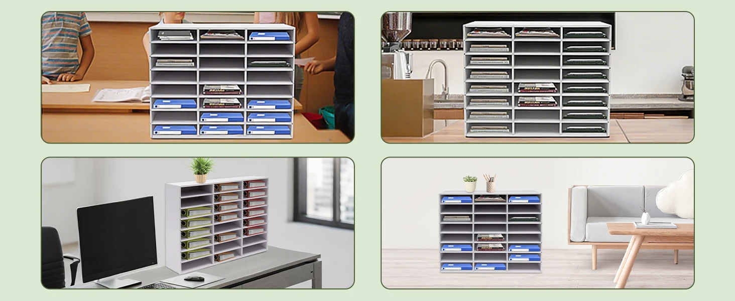 BYMAOCAR Filing Trays 24 Compartments Organizer, Sturdy Mail Sorter Organizer Wood Desktop Organizer Wood Literature Organizer File Holder for Office 8 Tier Magazine Storage Rack 73.7 * 30.2 * 59.6cm