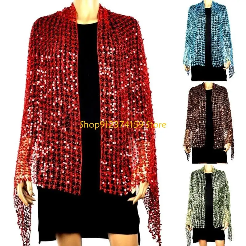 

G5AE Shinning Sequined Scarf Shawl Wrap For Proms Celebrations And Party Gatherings