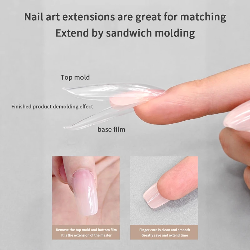 180 Pcs/Box Sandwich Dual Nail Forms 15 Size Extensions-Dual Forms Coffin Almond Nail Forms Salon Nail Art Tools