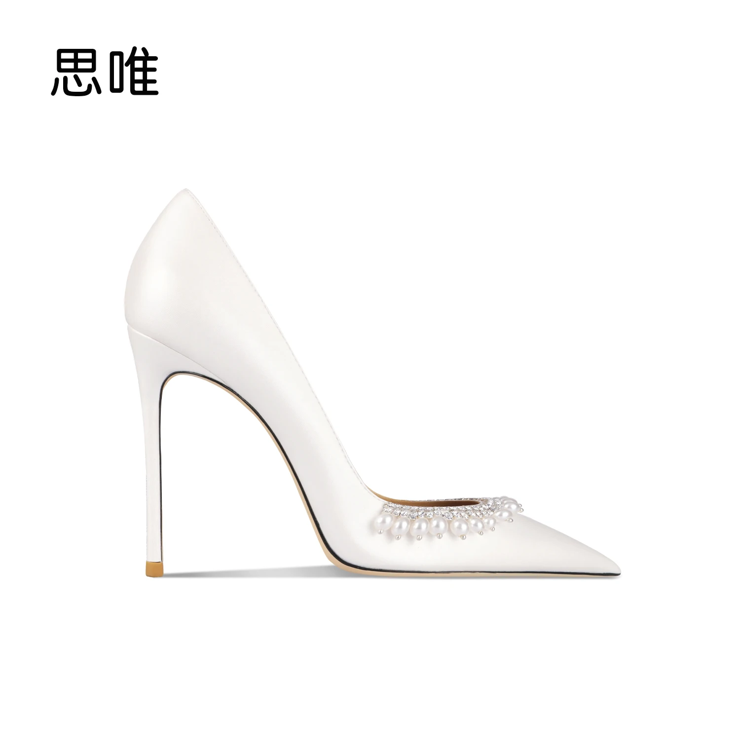 Woman shoes luxury women\'s shoes 2024 Leather Pearl Silk Pointed Toe Pumps Stiletto High Heels Shoes For Women Party Shoes 10cm