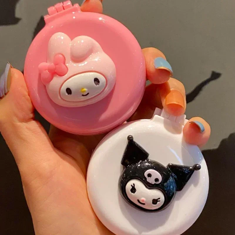 Sanrio Kawaii Holkiti Makeup Mirror Toy Anime Kuro Mero Di Cinna Morol Cute Folding Airbag Comb Mini Portable Small Mirror