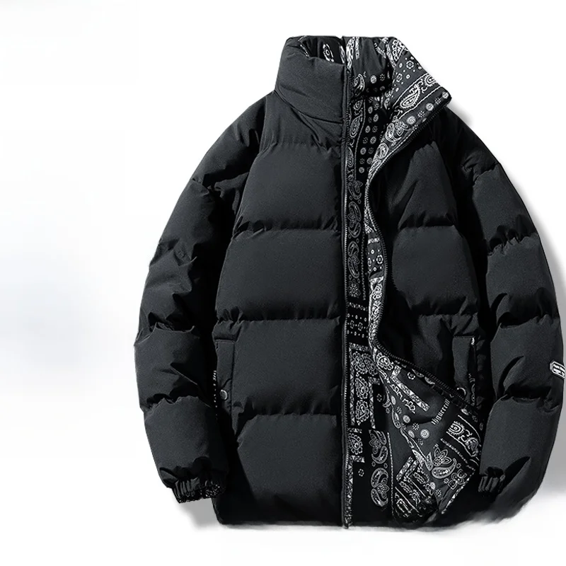 

Thiened Fce Warmth Cotton Jaet Stand Collar Men's Faion Urban Sle Zipper Decoration Long Sve Youth Coat