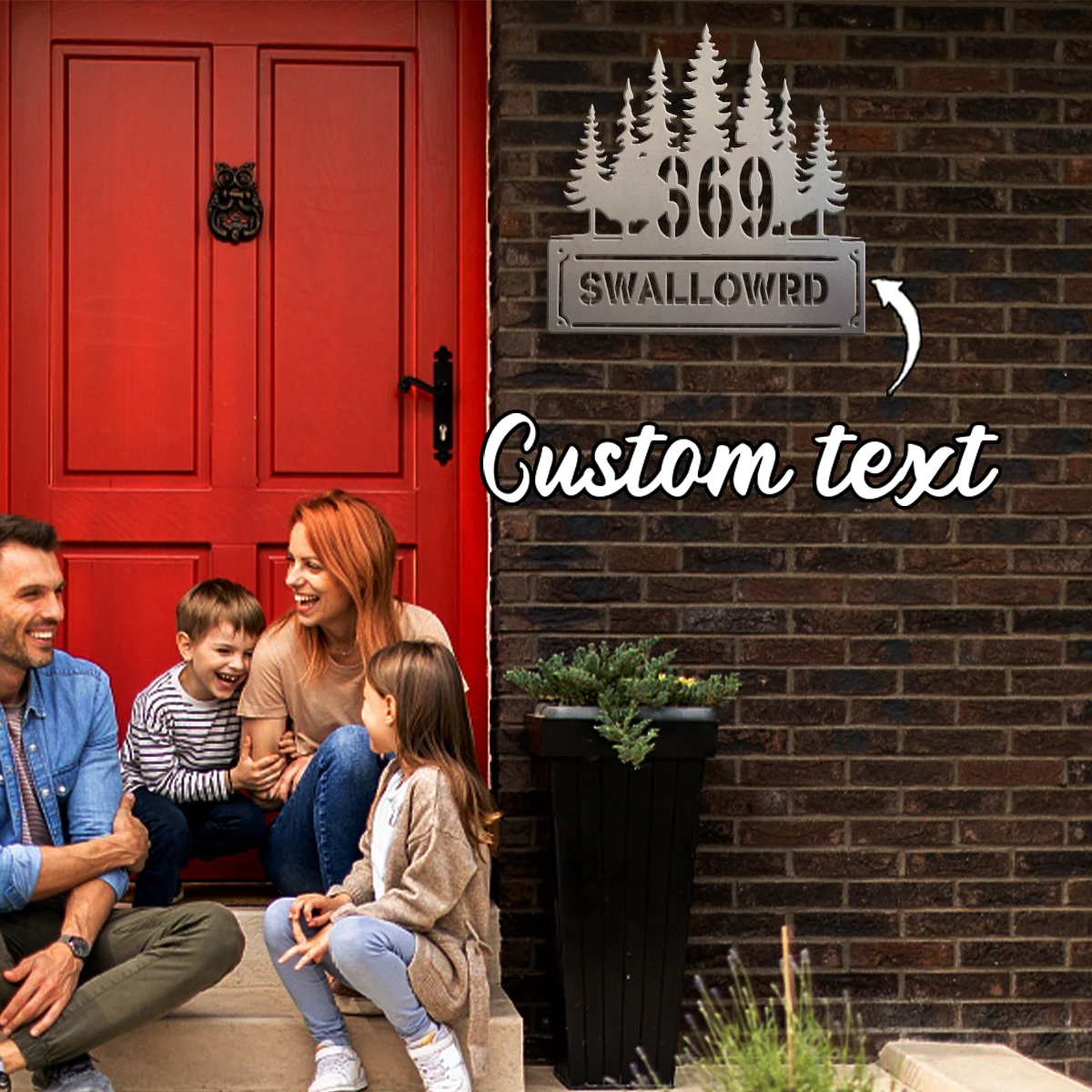 1pc Custom Fir Trees Metal Wall Door Plaque,Home Room Garden Garage Door Fence Farm Decor,House Seasonal Family Gift