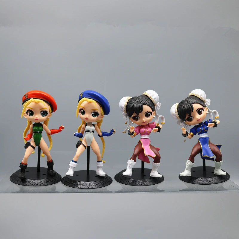 ストリートファイターアクションフィギュア,キャミーホワイト,チュンリ,PVC像,コレクタブルモデル人形,コレクタブルオーナメント,子供のおもちゃ,ギフト,4個