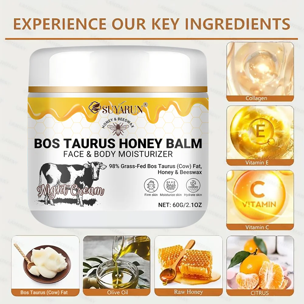 SUYARUN Ultra-Nourishing Tallow Face & Body Cream with Honey&Vitamin C – Moisturizing Skincare for Dry Skin, Natural Anti-Aging.