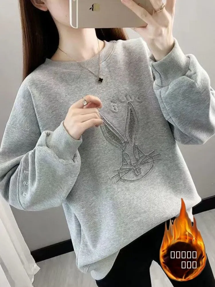 New 2025 Women's Letter Sweatirt Thin Long Sve round Ne Autumn Faion Outerwear Comfortable Loose Fit Korean Sle