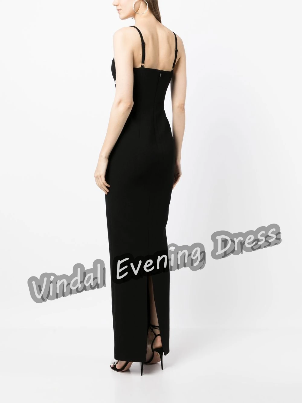 Vindal-Vestidos de Noche largos hasta el tobillo para mujer, ropa de noche femenina con sujetador recto incorporado, elegante, sin mangas, Sexy, de crepé, Arabia Saudita, 2024