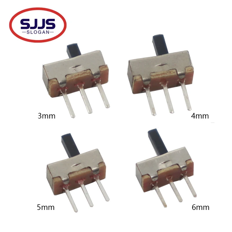 【100-20PCS】SS12D00 Interruptor on-off mini Slide Switch 3pin 1P2T 2 Position High quality toggle switch Handle length:3/4/5/6MM