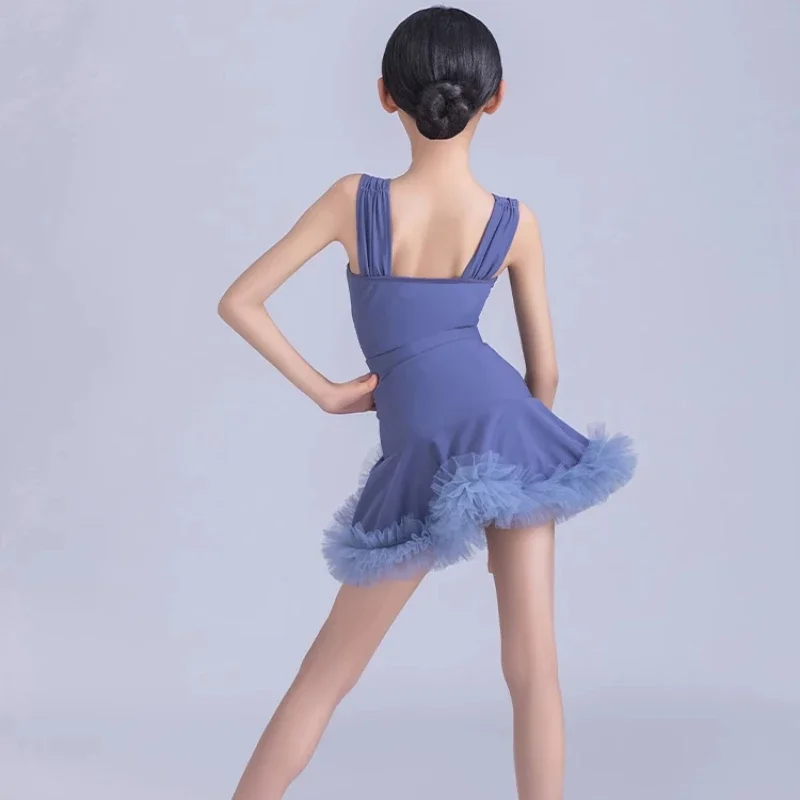 2025 Traje de entrenamiento de baile latino para niña, nuevo disfraz de actuación para niños, regulaciones de competición, vestido de baile latino
