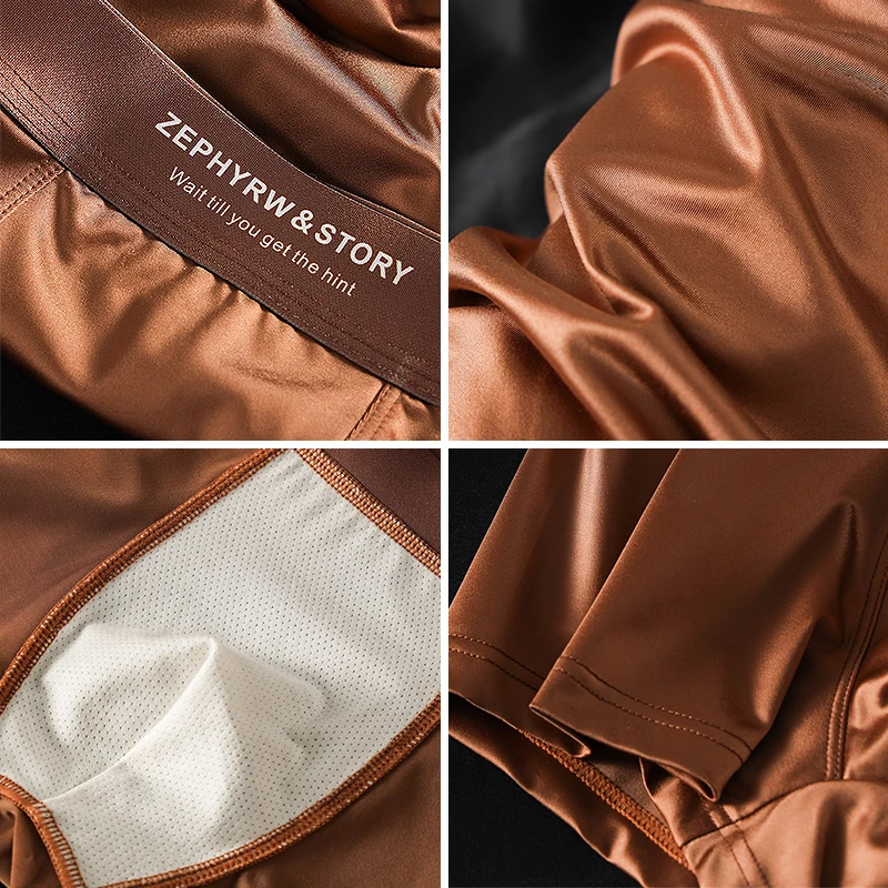 3-pack luxury ice silk satin men's boxers youth sports men's underwear breathable fashionable boxers solid color cool underpants