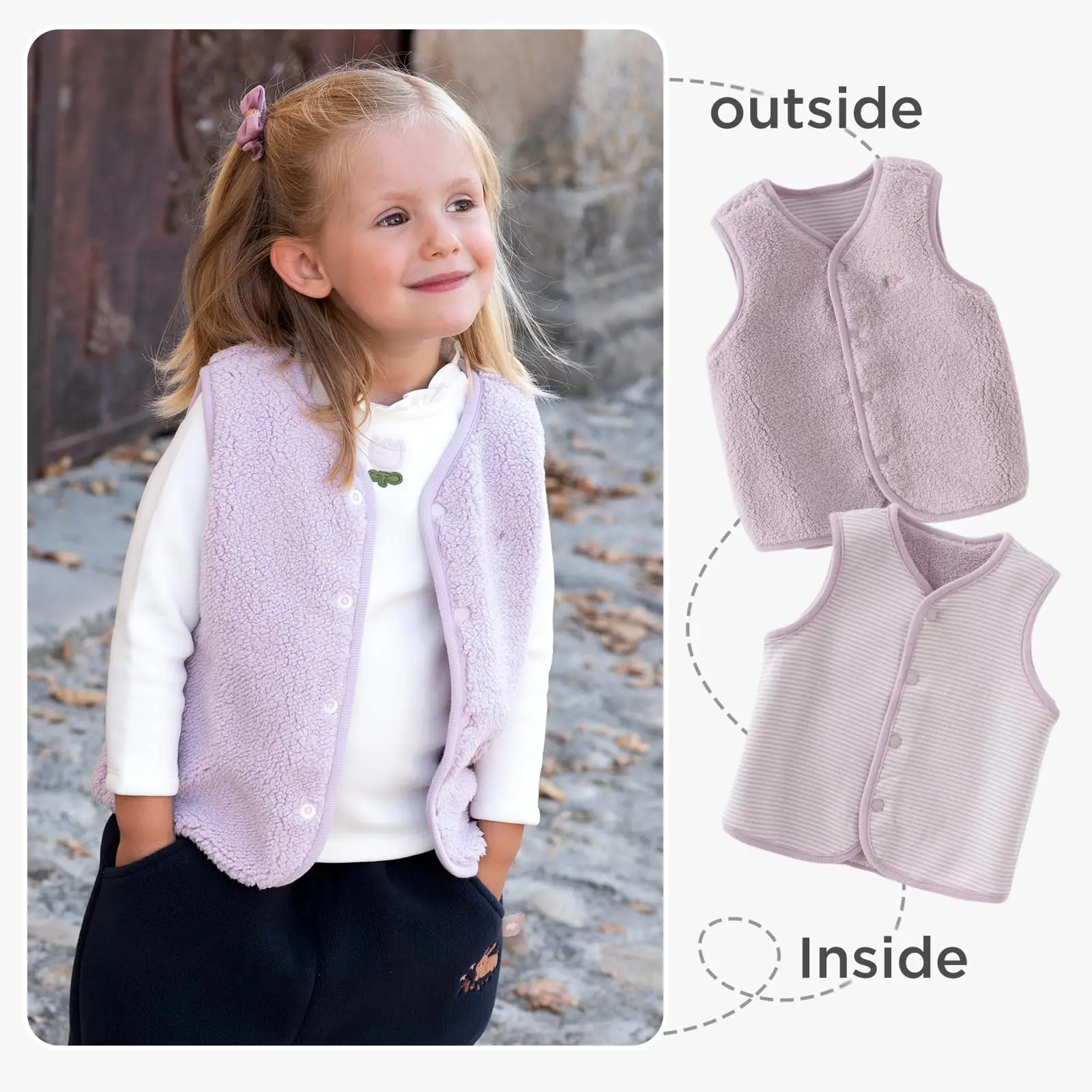 Dave Bella Winter Autumn Vest Coat Sleeveless Toddler Vest for Girls Boy Reversible Fleece Vest Waistcoat Outerwear DB4237450