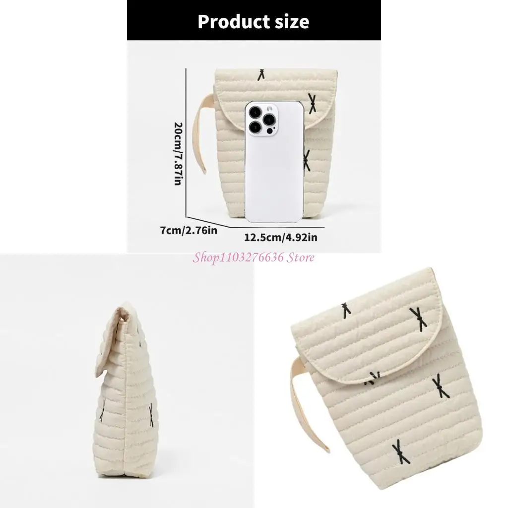 

R6FD Lovely Embroidery Handbag Cotton Strollers Hanging Bag Diaper Case