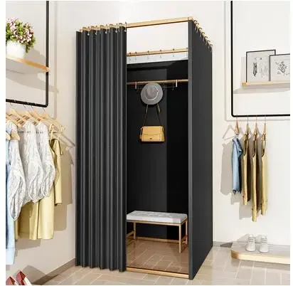 Movable fitting room door curtain track clothing store floor-style outdoor changing room display shelf