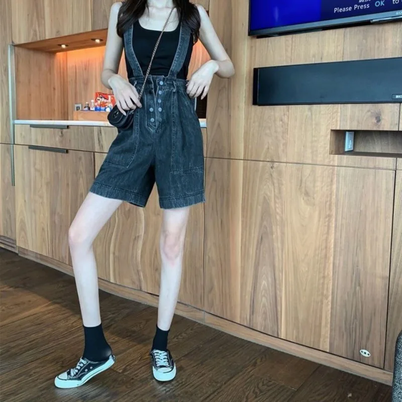 

Women's Denim Rompers Playsuits Commute Bowknot Suspenders Altgoth Cyberpunk Hanging Tailored Sweet Halterneck Allmatch Brown