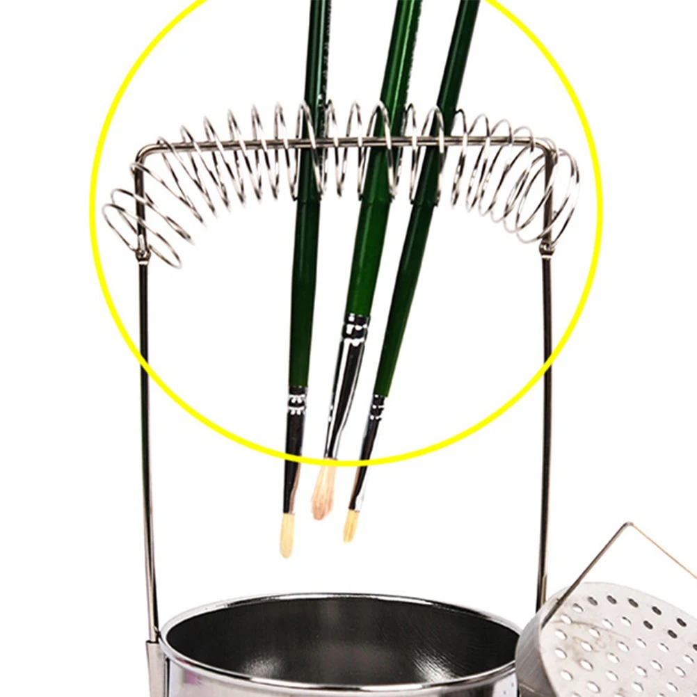 

Oil Painting Pen Washer Bucket Lightweight Portable Brush Cleaning Tool for Artists Spring Storage Painting Brush