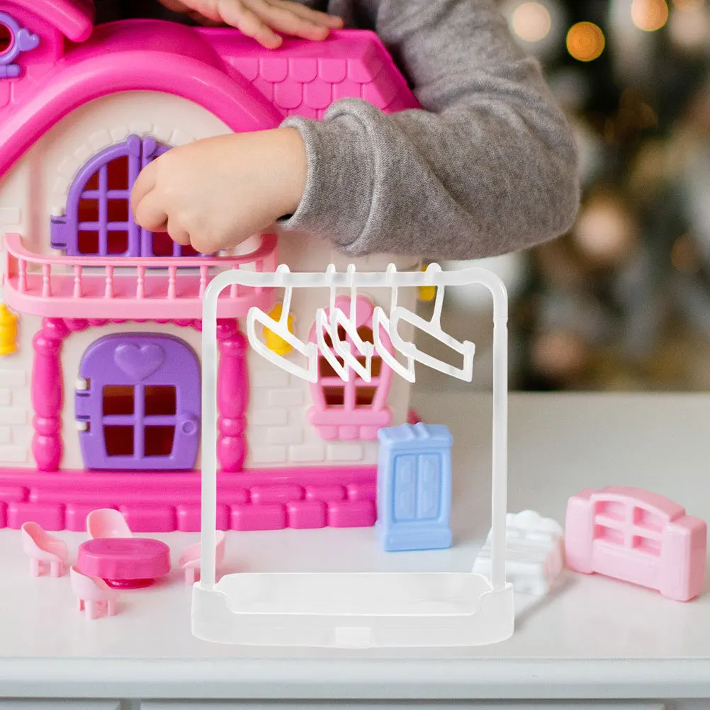 

1Set Miniature Clothes Hanger Compact Portable Clothes Rack Space Saving Garment Organizer Display Stand Multi Function Storage