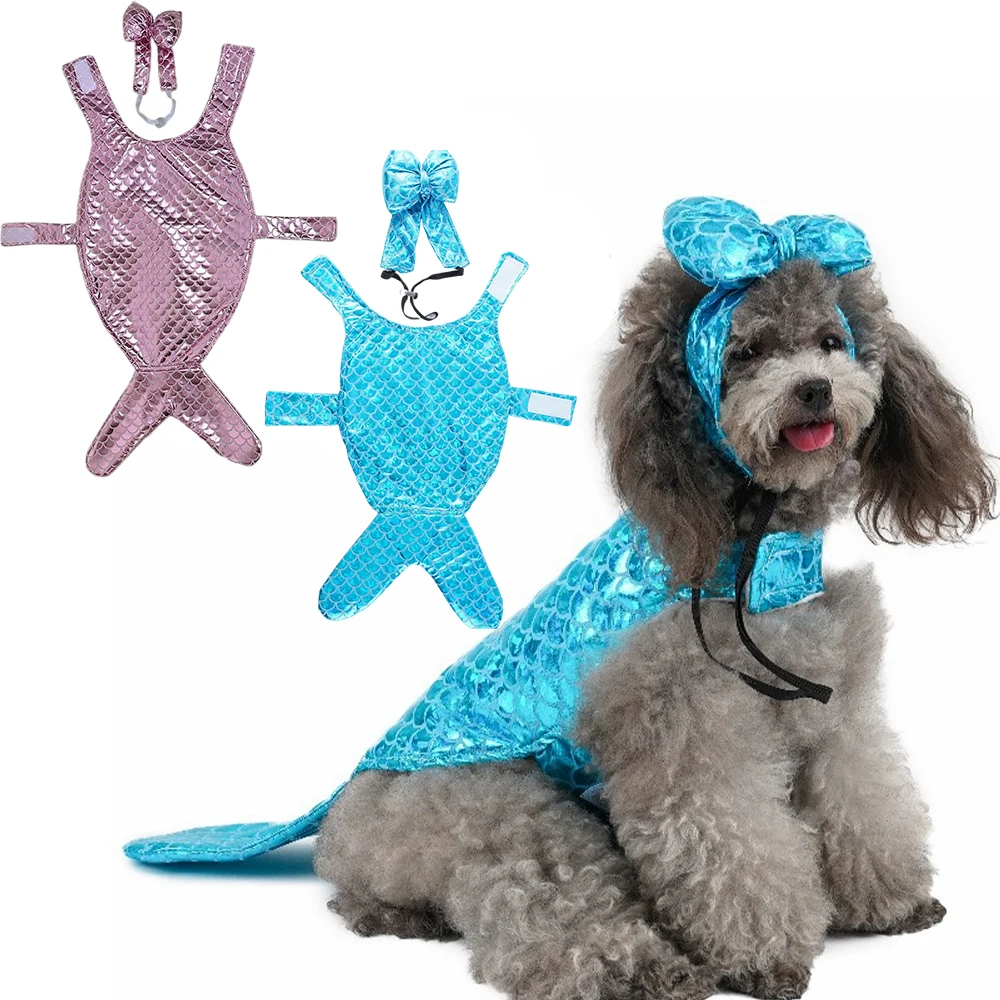 

Halloween Mermaid Pet Costume Cats Dogs Cute Cosplay Outfit Funny Dress-Up Clothes For Small Medium Large Pets Party Photography