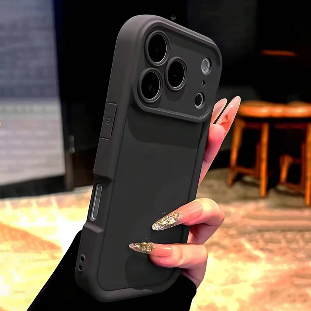 Минималистичный утолщенный противоударный черный чехол для iPhone 17 16 15 14 13 12 11 Pro Max Plus Air XS X XR 16E 17E 7 8 SE2