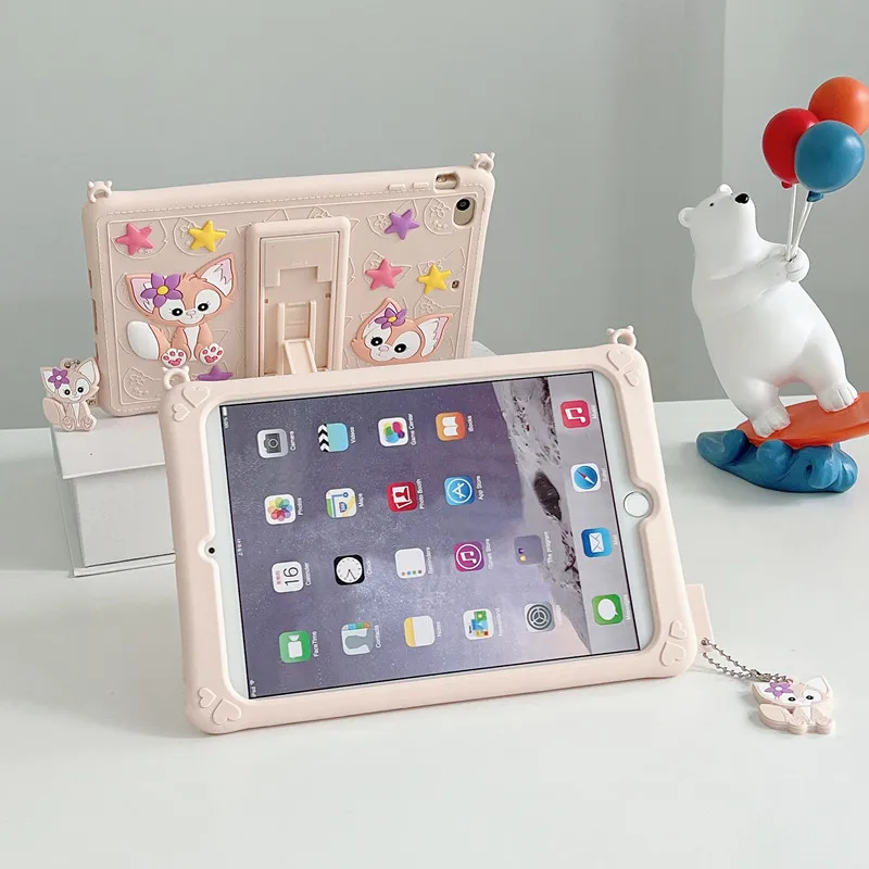 Funda de silicona suave con dibujos animados para niños, carcasa con correa de soporte para iPad Mini 1, 2, 3, 4, 5, 6, Pro 12,9, 2015, 2018, 2th,