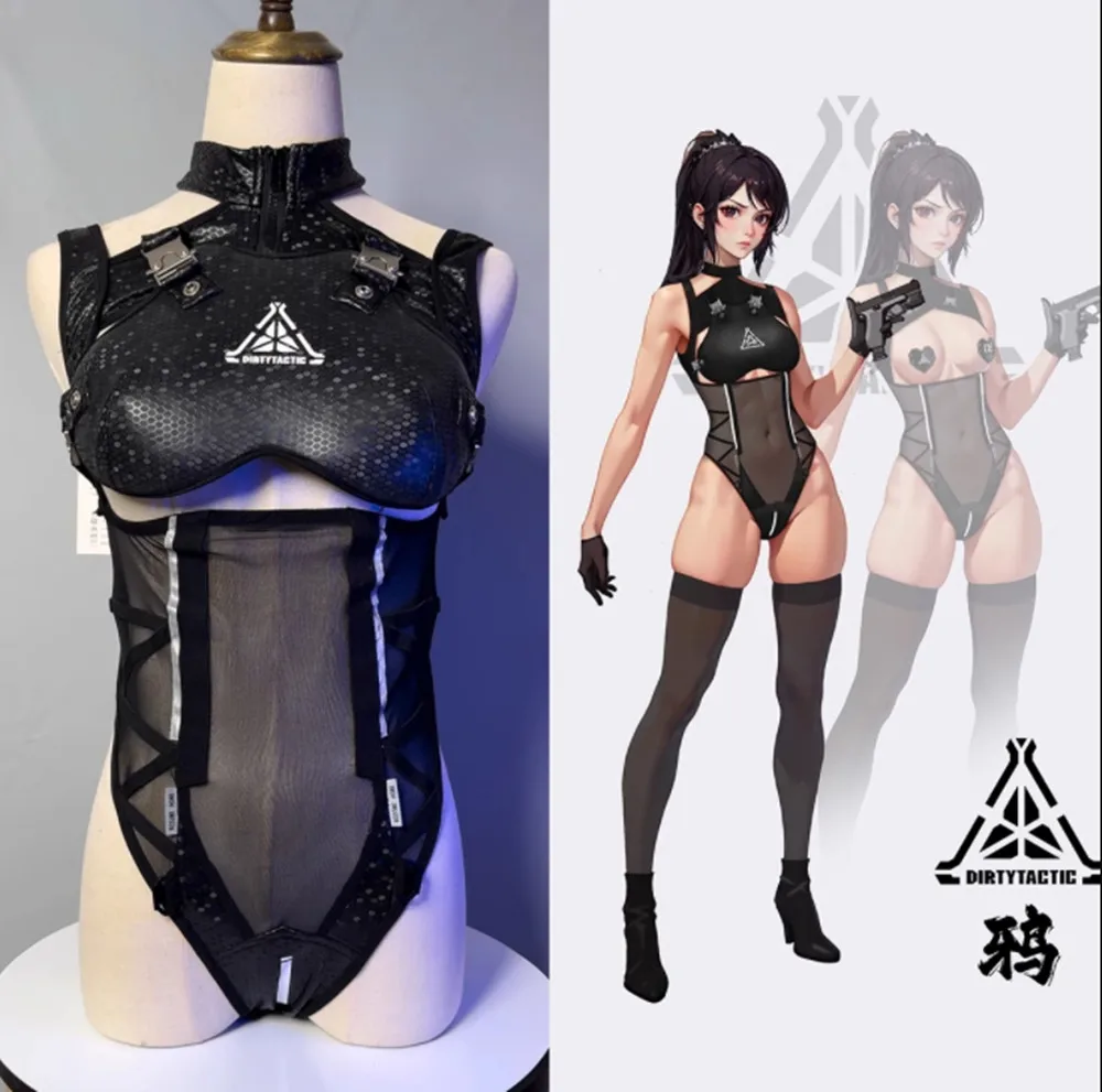 DirtyTech Original Tactical Style Cyber Elastic Jumpsuit Military Otaku Armed JK Sexy Cos Leotard Wear