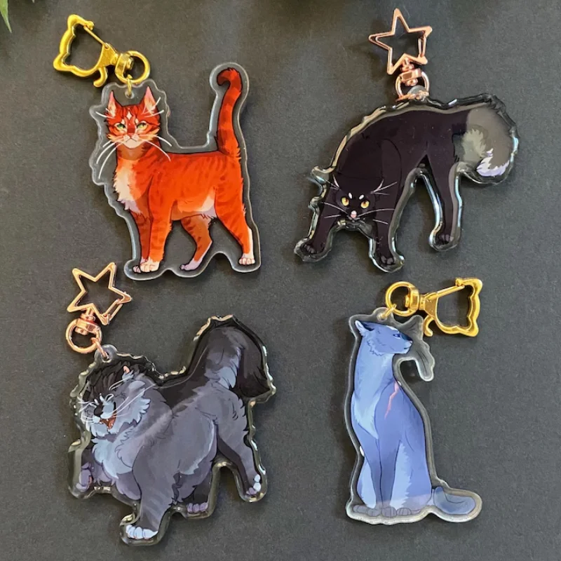 Anime Cat Battle Acrylic Keychain Fighting Felines Design Customize Key Holder