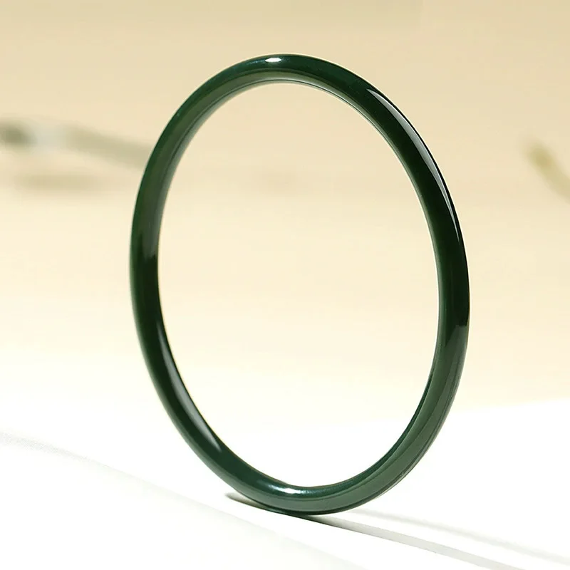 

Ювелирные изделия из натурального нефрита Хэтянь, нефрита, тонкий женский браслет с круглым стержнем