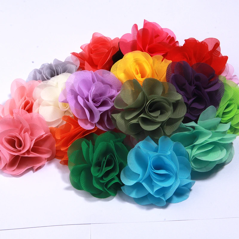 10 sztuk 2.6 "Tulle śliczne ręcznie rdzeniowe organza szyfonowa tkanina sztuczna gaza kwiat suknia ślubna kapelusze z pałąkiem na głowę broszka DIY Home