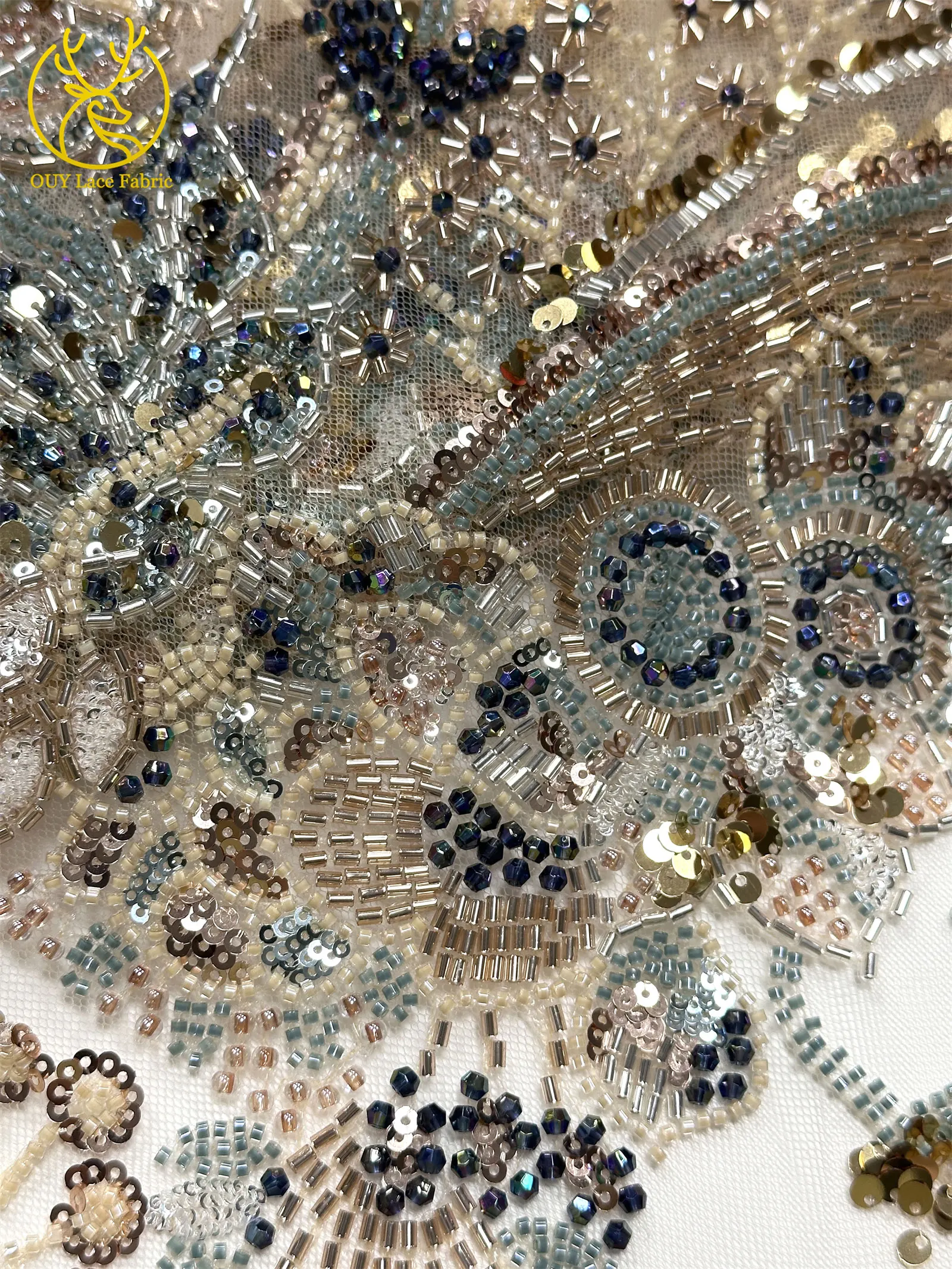 Afrikanische Brautstickerei, schwerer Perlen-Spitzenstoff, 2026 Französische Pailletten-Tüllspitze für nigerianische Damen, Party- und Ballkleider zum Nähen – Detail 19