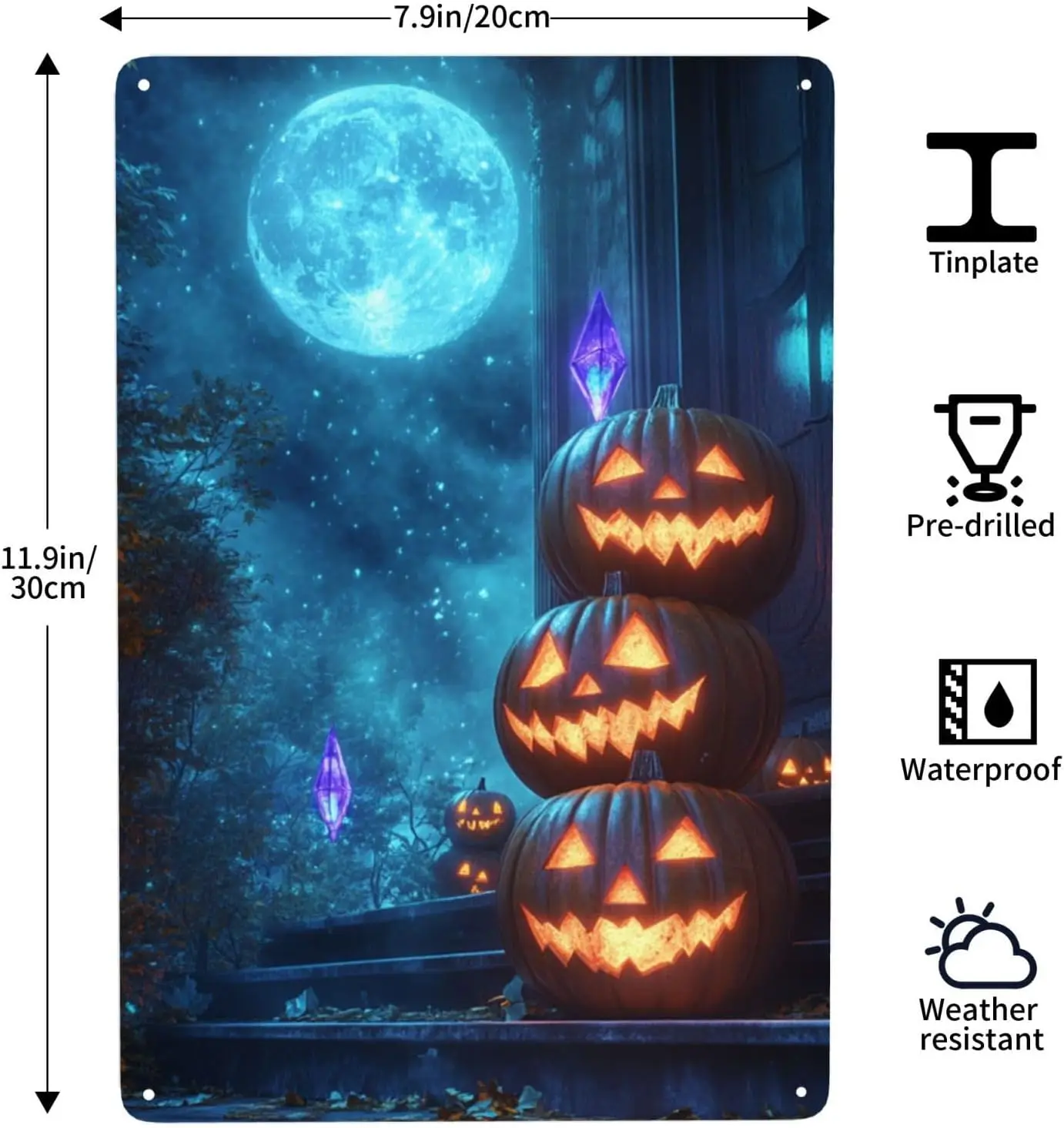 1PC Cafemira Metal Sign, Halloween Pumpkin Wall Art, 8x12 Inch, Indoor Yard Patio  Cafe Club Home Decor, Gift for Family Friends