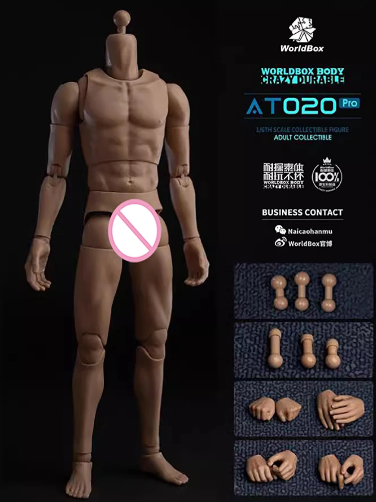 Worldbox at020 pro at020s 1/6 homem soldado louco durável corpo muscular at020c uma peça braço mão modelo brinquedos para 12 "figura de ação