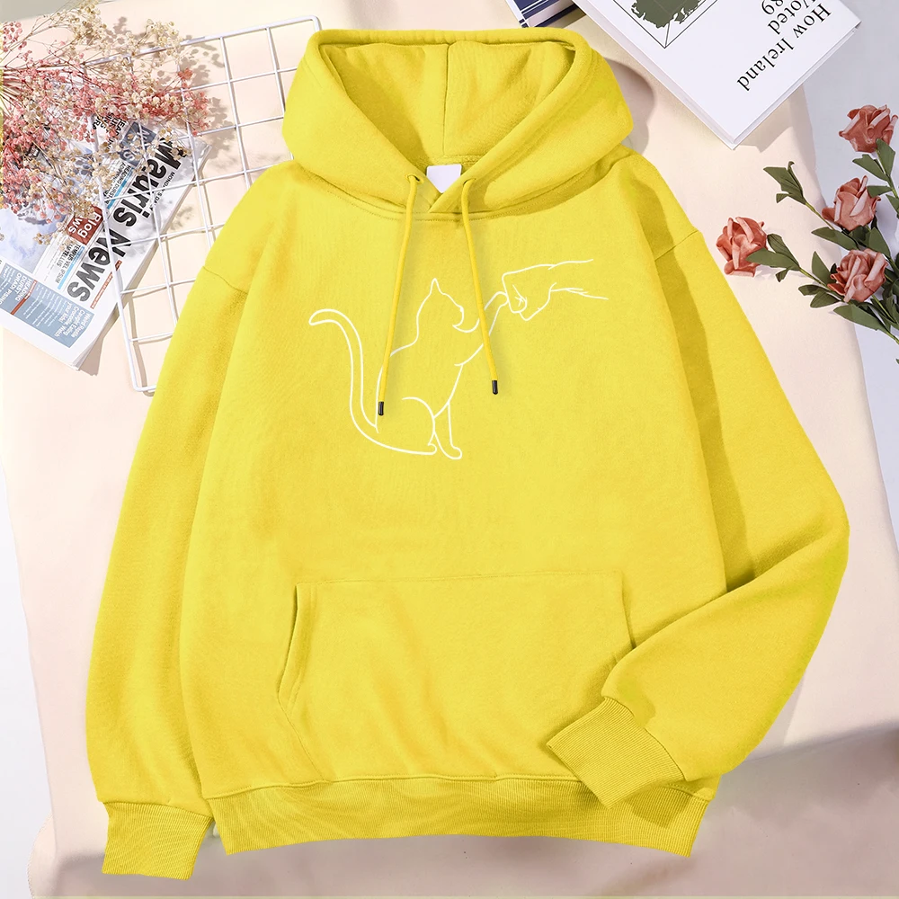 Agreement With Cat Prints Mens Hoodie Fleece Comfortable Hoodies Simplicity Daily Streetwear All-Match Harajuku Clothing Male