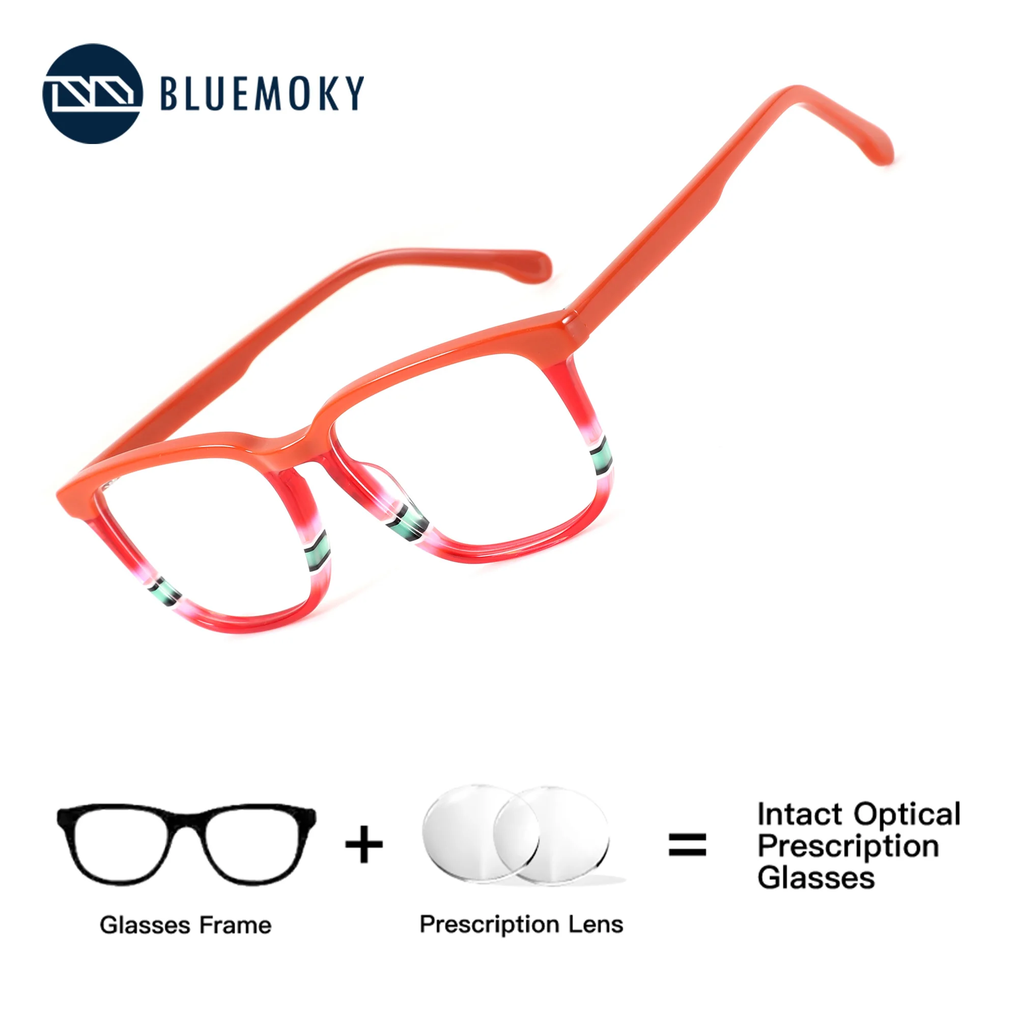 

BLUEMOKY Rectangle Prescription Eyeglasses Acetate Photochromic Anti Blue Light Woman Glasses Myopia Optical Eyewear