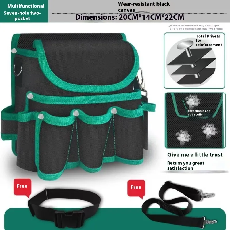 Herramienta de electricista Industrial, cinturón de cintura, lona resistente, multibolsillo, bolsa de cintura para reparación de carpintero, organizador de almacenamiento duradero sólido