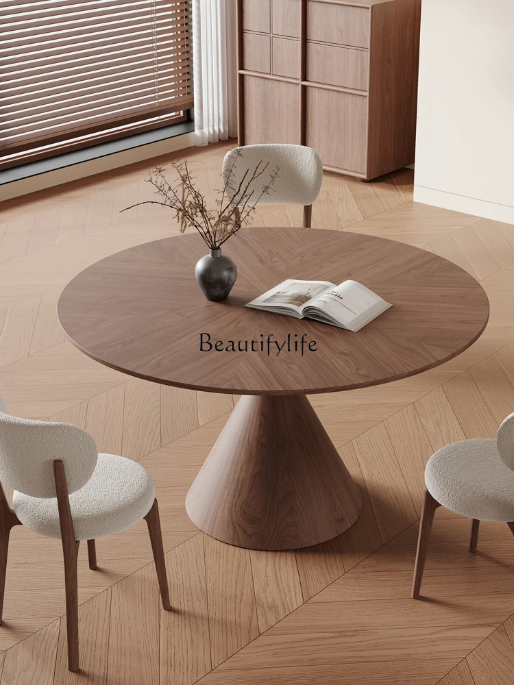 

*Solid wood rock slab dining table and chairs round small apartment living room home medium ancient style
