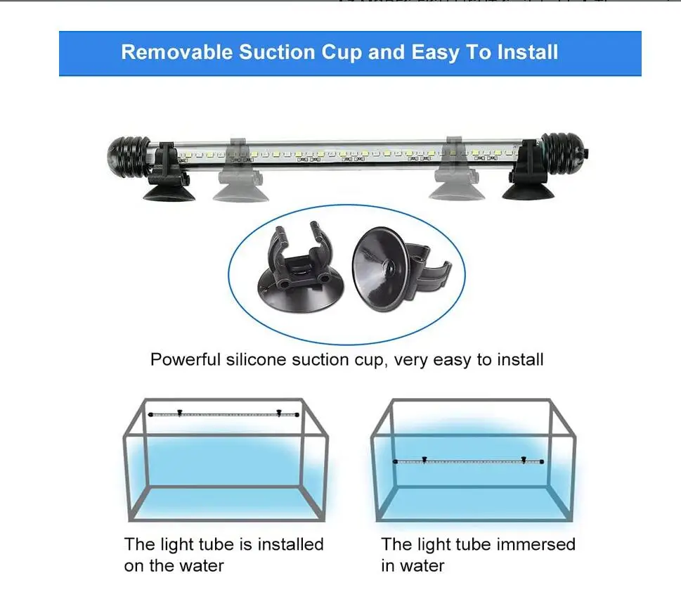 Submersible LED Aquarium Light,Fish Tank Light with Timer Auto On/Off Dimming Function,3 Light Modes Dimmable White-Blue