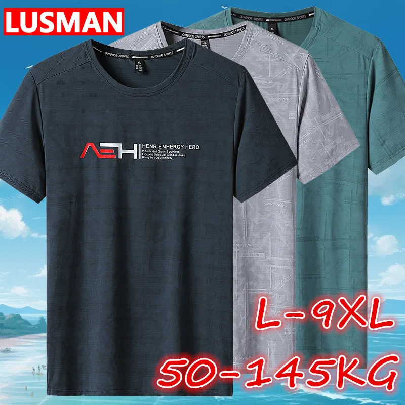 Plus Size T-shirt for Men Summer Quick Drying Oversized Short Sleeve O-Neck T-shirt L-9XL/50-145KG