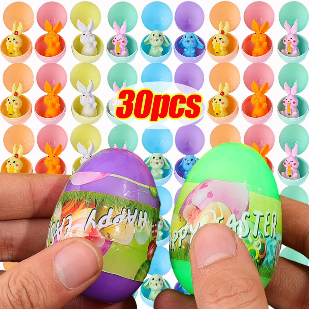 5/30pcs Easter Egg Plastic Creative Colorful Fillable Opening Eggshell Kids Candy Gift Packing Home Party DIY Decoration Supply