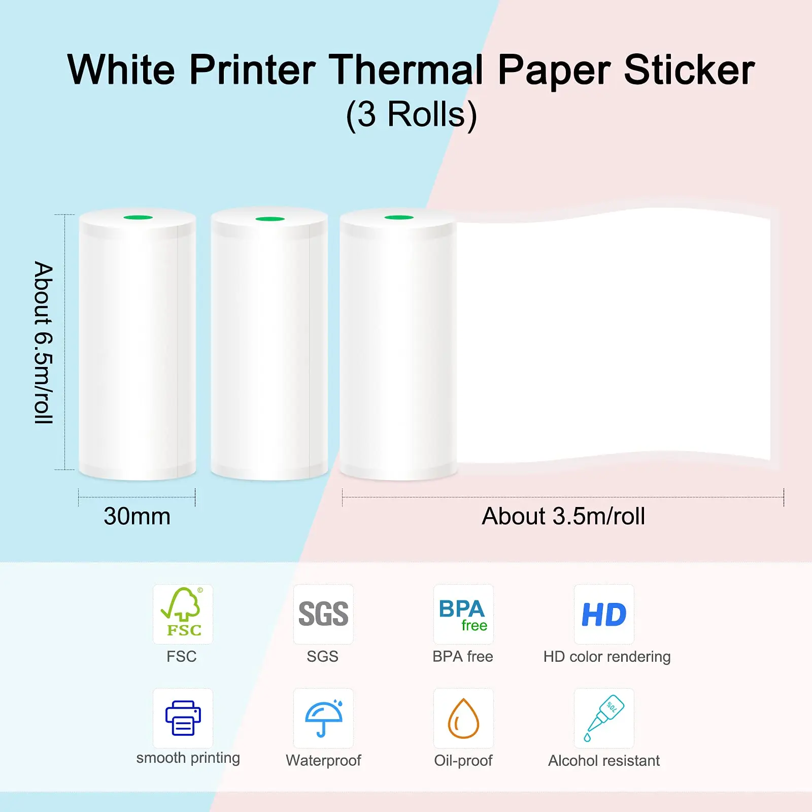 HD Mini Thermal Paper Labels Sticker Colors Photo Papers 56mm Rolls For PeriPage Paperang Meow Phomemo Niimbot Portable Printer