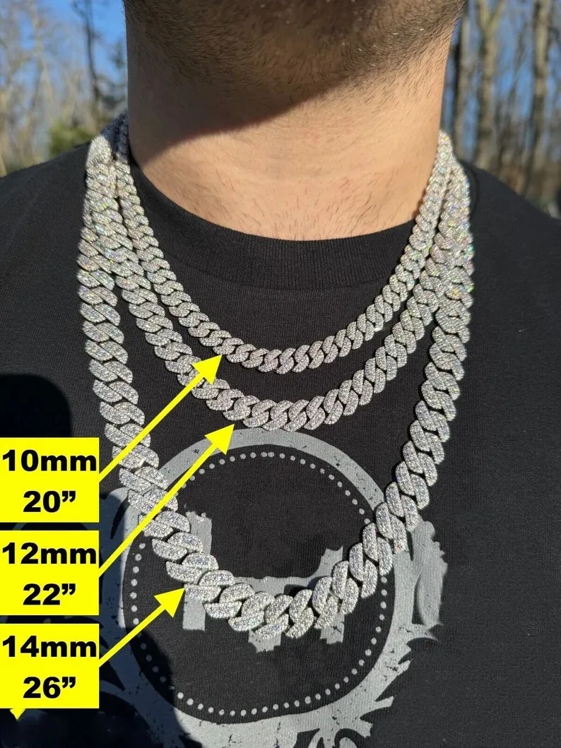 Luxury Iced Out Geometric Cuban Link Chain with Diamond Pave Sparkling Hip Hop Silver Plated Jewelry for Men Women Party Wear，