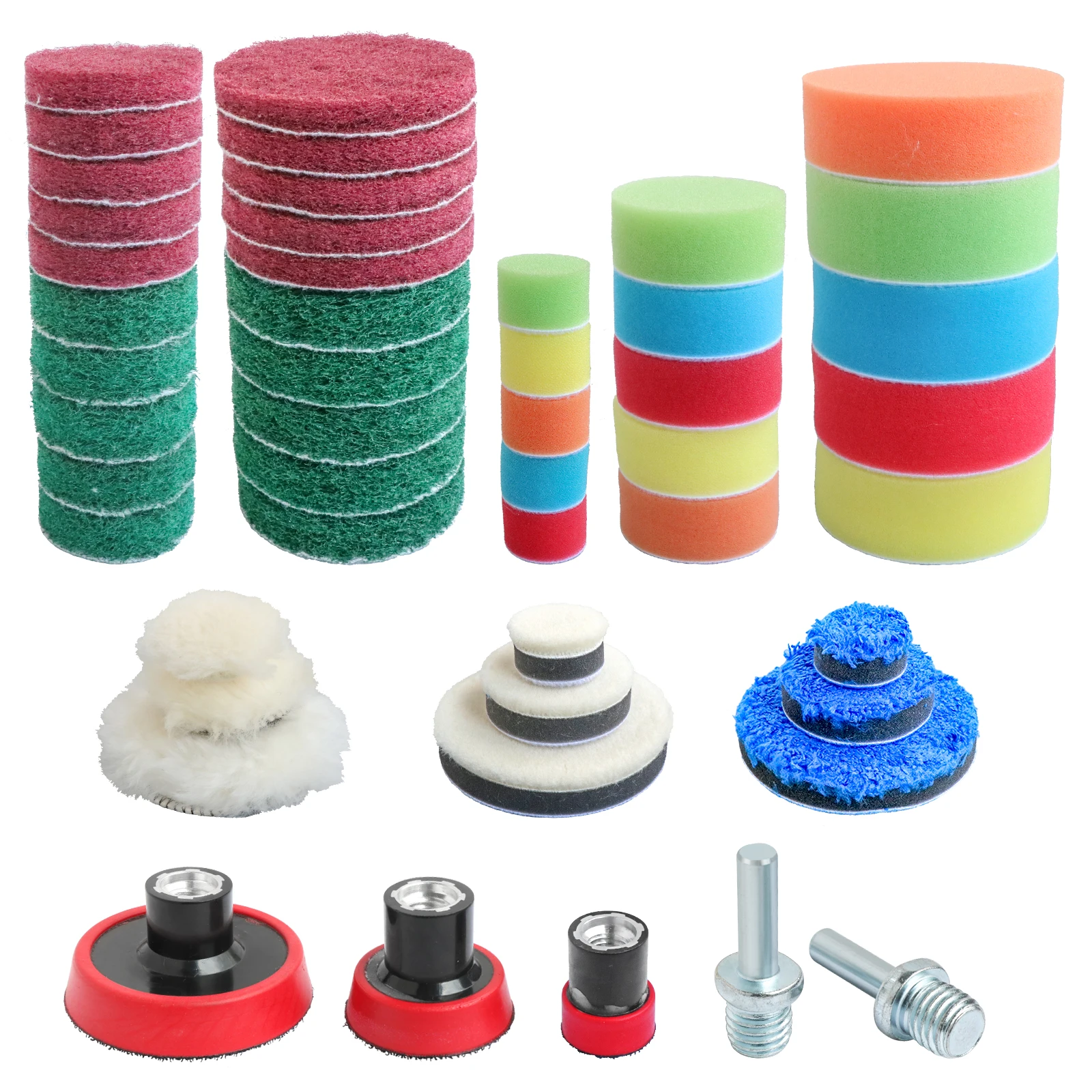 1"/2"/3" Car Polishing Pads Sponge Wool Polishing Waxing Buffing Pads Kit Scouring Pad Set for Car Polishing Cleaning For Drill