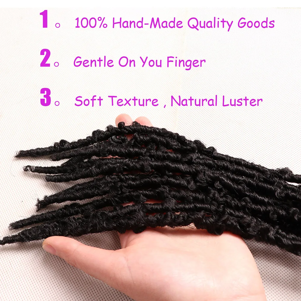 Hair Nest Long Butterfly Locs Crochet Hair Light Weight & Soft Distressed New Faux Locs Pre-looped Butterfly Locs For Women