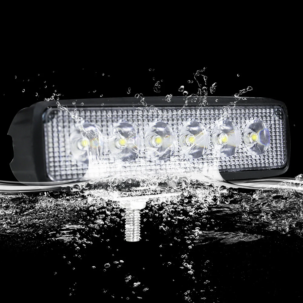 1pcs 18W Car LED Work Light Waterproof Strip Shape Light Bar 6500K Flood Spot White Light For Motorcycle Car Truck Boat