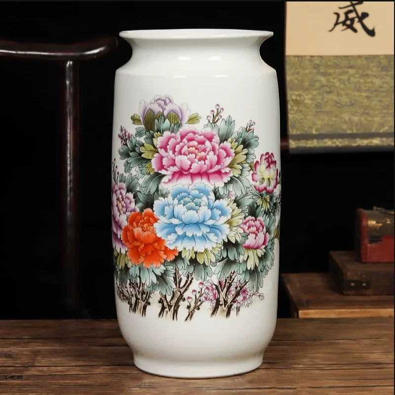Chinese Traditional Vases Jingdezhen Ceramic Vintage Vase Fine Smooth Surface Furnishing Articles Vase Decoration Household