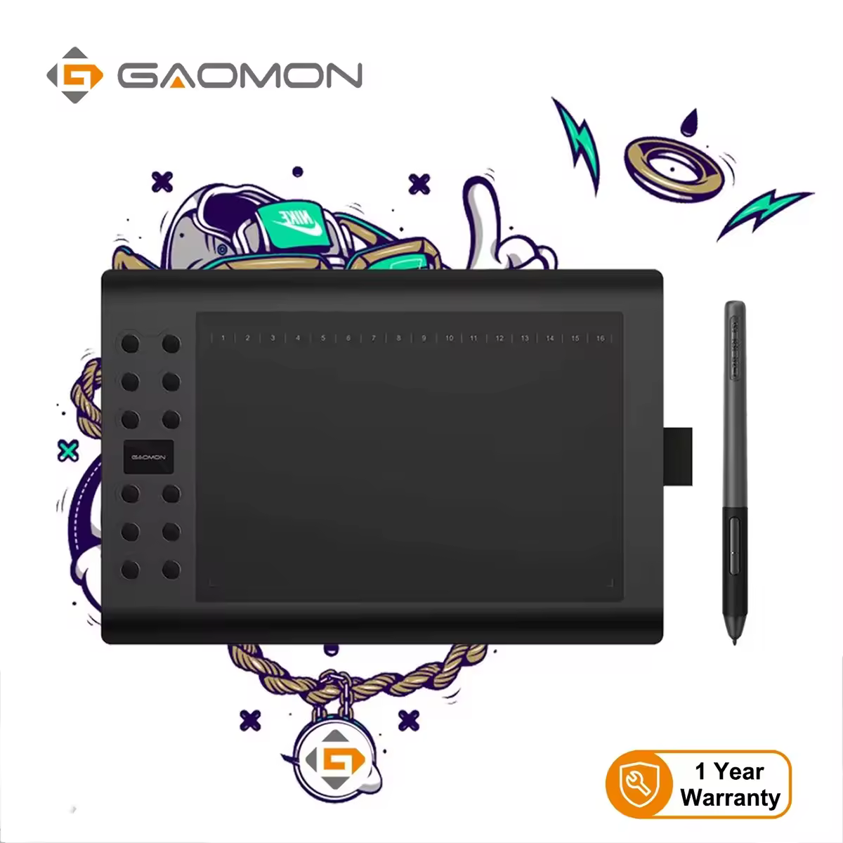 Gaomon-Tablet gráfico m106k pro 10 polegadas mesa digitalizadora, com 8192 níveis de inclinação, sem bateria, art stylus para wi